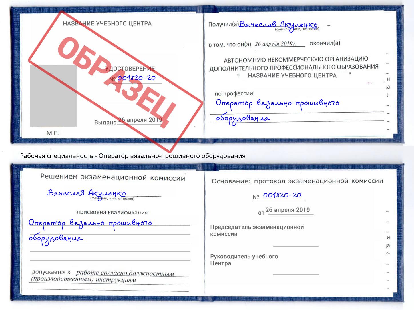 Оператор вязально-прошивного оборудования Анапа