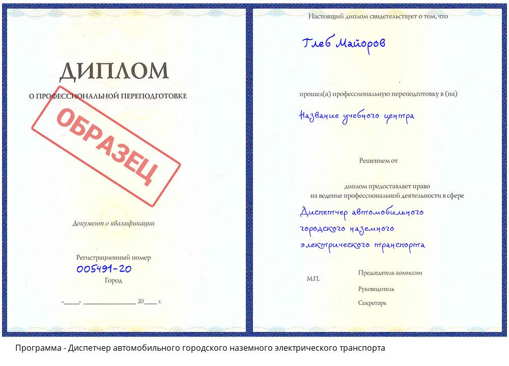 Диспетчер автомобильного городского наземного электрического транспорта Анапа