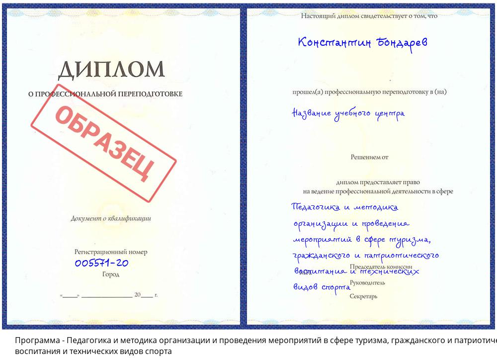 Педагогика и методика организации и проведения мероприятий в сфере туризма, гражданского и патриотического воспитания и технических видов спорта Анапа